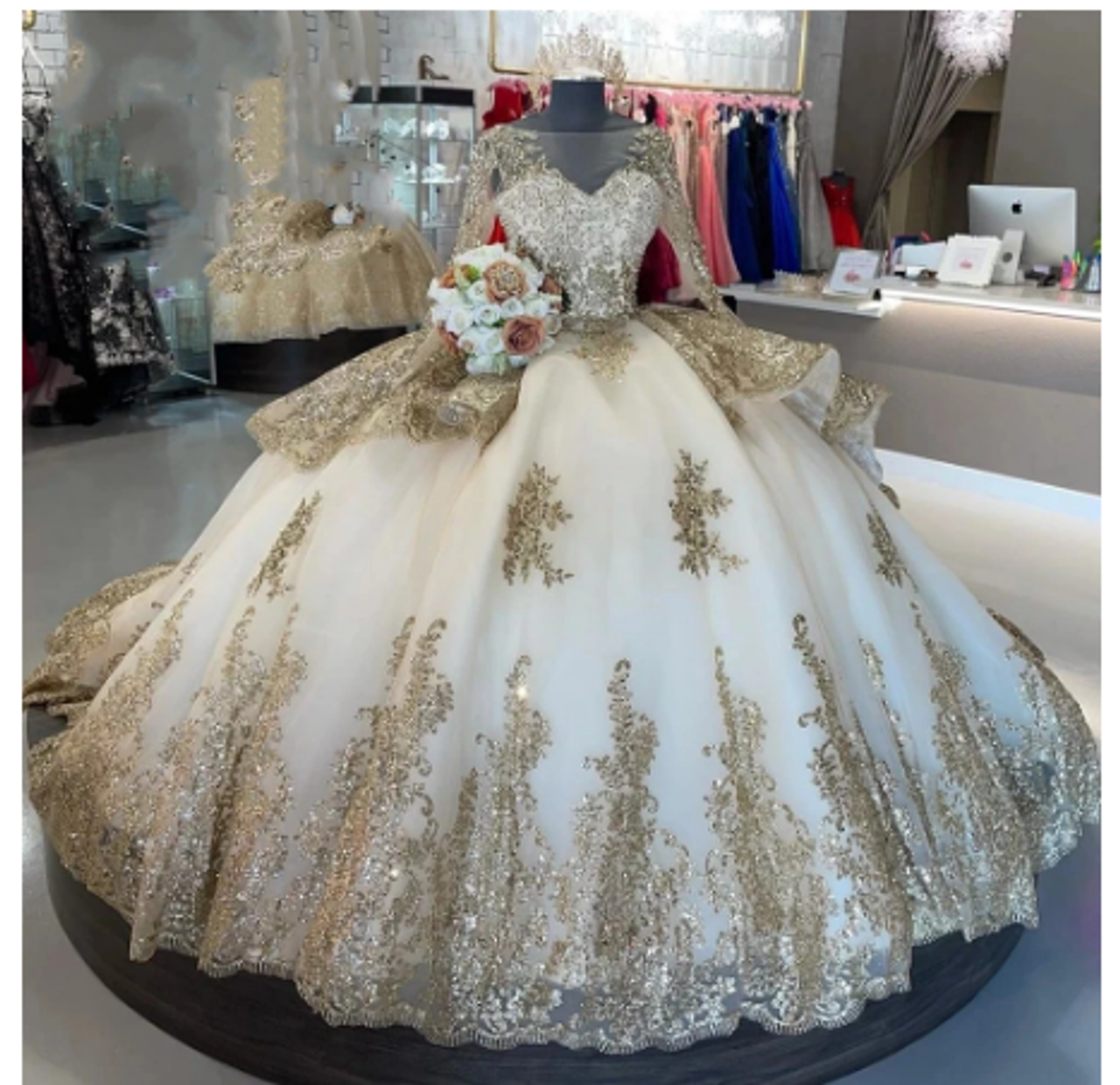 champagne gold quinceanera dresses